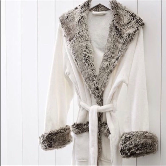 fluffy trim maxi robe